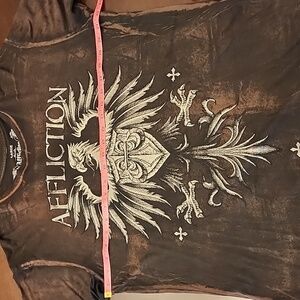Men’s Affliction brown black shirt Lg